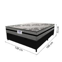 Cama Box Baú Casal Colchão Gazin Com Molas Ensacadas Rubi 138x188x73cm Suede Preto/Cinza