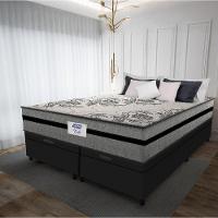 Cama Box Baú Casal Queen Colchão Gazin Com Molas Ensacadas Rubi 158x198x73cm Suede Preto/Cinza - 2