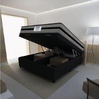 Cama Box Baú Casal Queen Colchão Gazin Com Molas Ensacadas Rubi 158x198x73cm Suede Preto/Cinza - 3