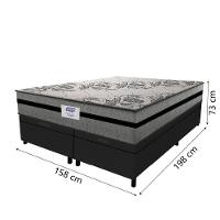 Cama Box Baú Casal Queen Colchão Gazin Com Molas Ensacadas Rubi 158x198x73cm Suede Preto/Cinza