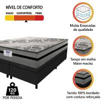 Cama Box Baú Casal Queen Colchão Gazin Com Molas Ensacadas Rubi 158x198x73cm Suede Preto/Cinza - 6