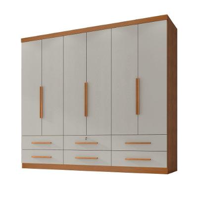 Guarda Roupas Casal 6 Portas 6 Gavetas Maximus Madeirado/Areia Zanzini Cinamo/Off