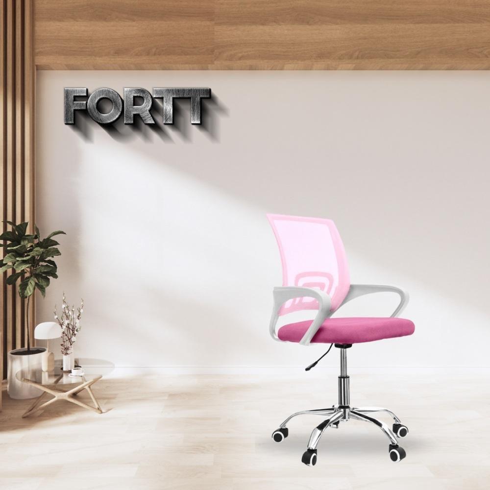 Cadeira De Escritório Secretária Base Cromada Com Rodinha Fortt Lisboa Rosa CSF02-R - 7