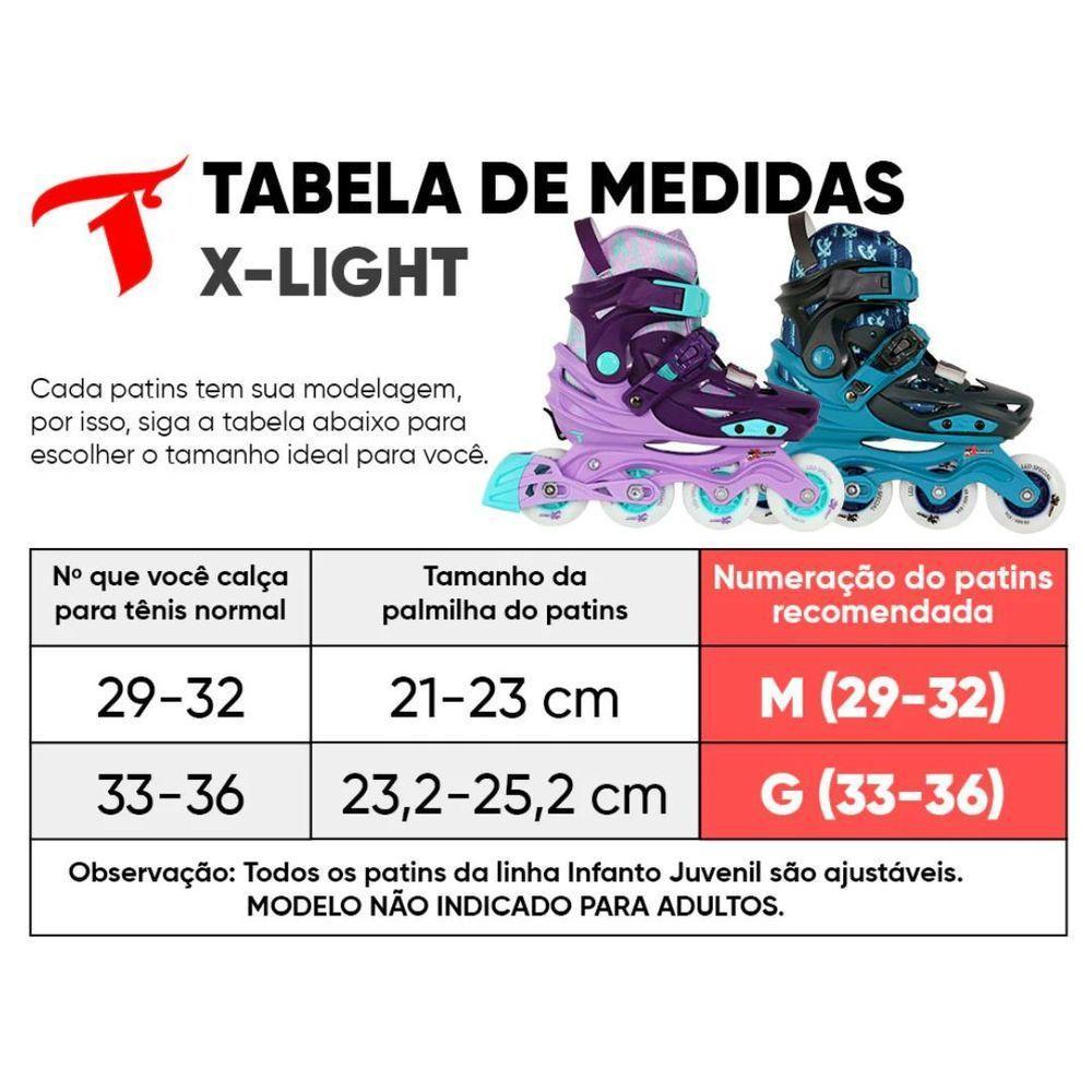 Patins Infantil X-light Azul Com Rodas Led (par) Tam: M (29-32) - 2