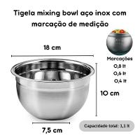 Tigela Mixing Bowl Aço Inox Salada Molho Creme Multiuso 18cm - 3