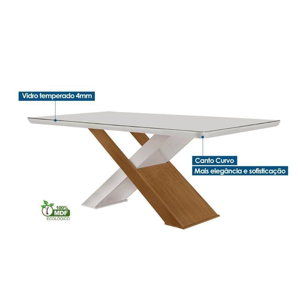 Sala De Jantar Completa Imperatriz Tampo Madeirado C- Vidro Curvo 180x90 E 6 Cadeiras Amsterdã Imbuia-veludo Capuccino - Rufato - 5