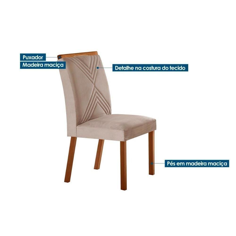 Sala De Jantar Completa Londrina C- Tampo Madeirado Canto Reto 180x90cm E 6 Cadeiras Amsterdã Imbuia-capuccino-suede Capuccino - Rufato - 3