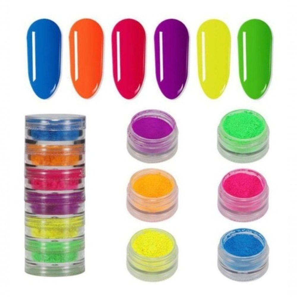 Torre Com 6 Pó Neon Florescente Unhas De Gel Maquiagem - 1