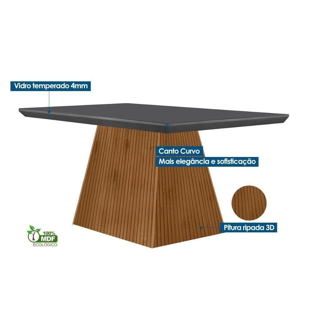 Sala De Jantar Completa Luna Tampo Madeirado C- Vidro Curvo 120x80 E 4 Cadeiras Amsterdã Imbuia - Veludo Capuccino - Rufato - 3