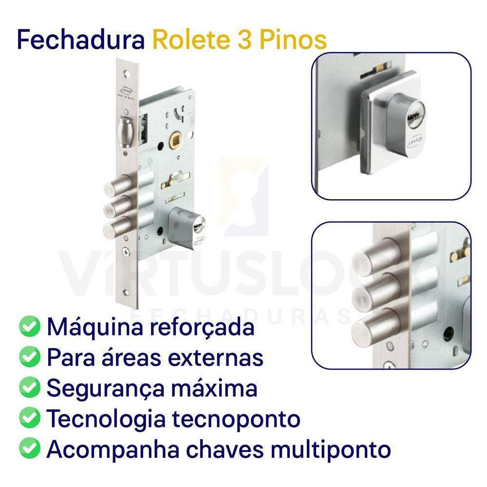 Fechadura Imab Externa Rolete 3 Pinos Escovado - 2
