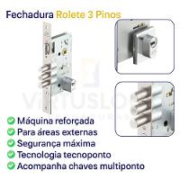 Fechadura Imab Externa Rolete 3 Pinos Escovado - 2