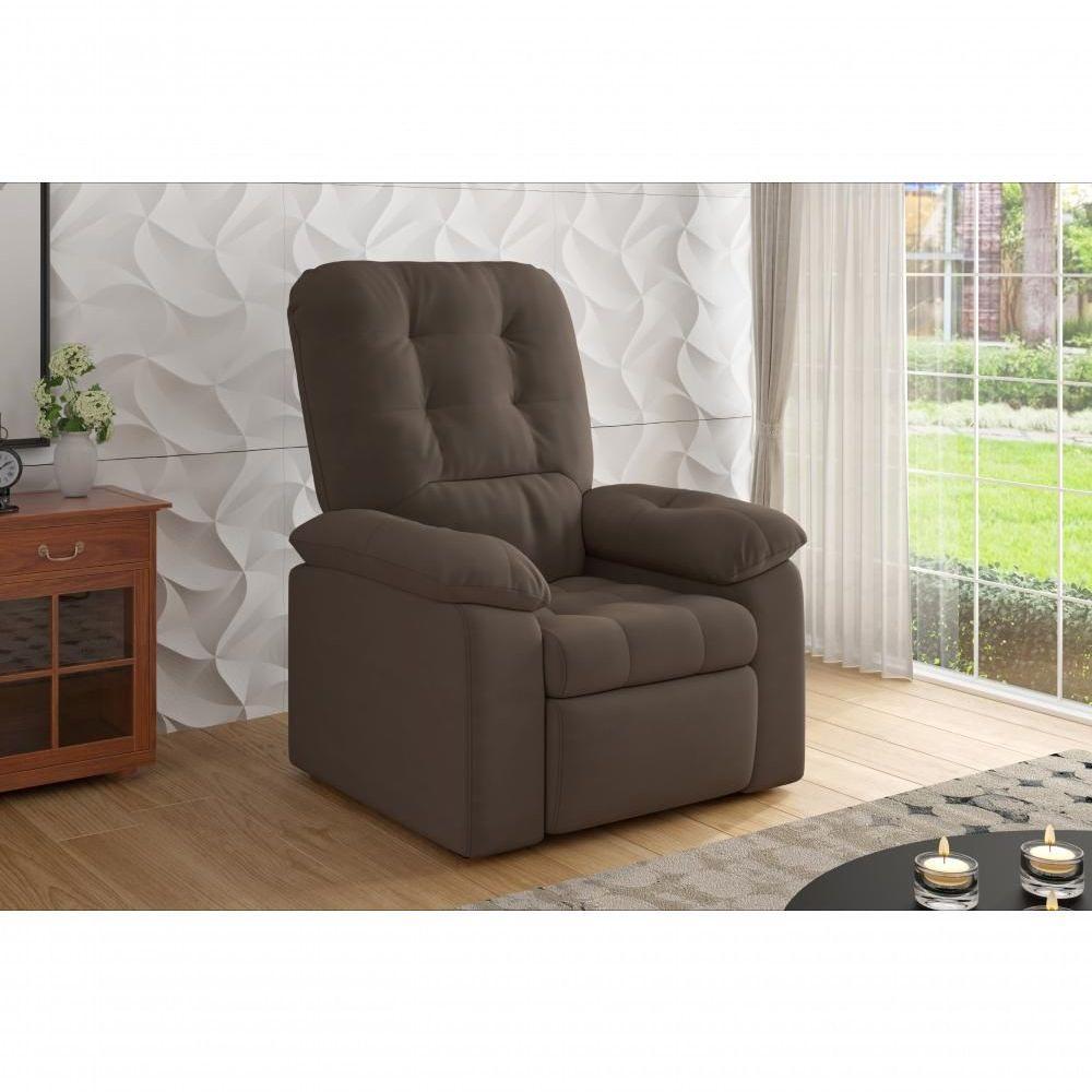 Poltrona Esmeralda Retrátil/reclinável Suede Marrom - Xflex Sofás - 1