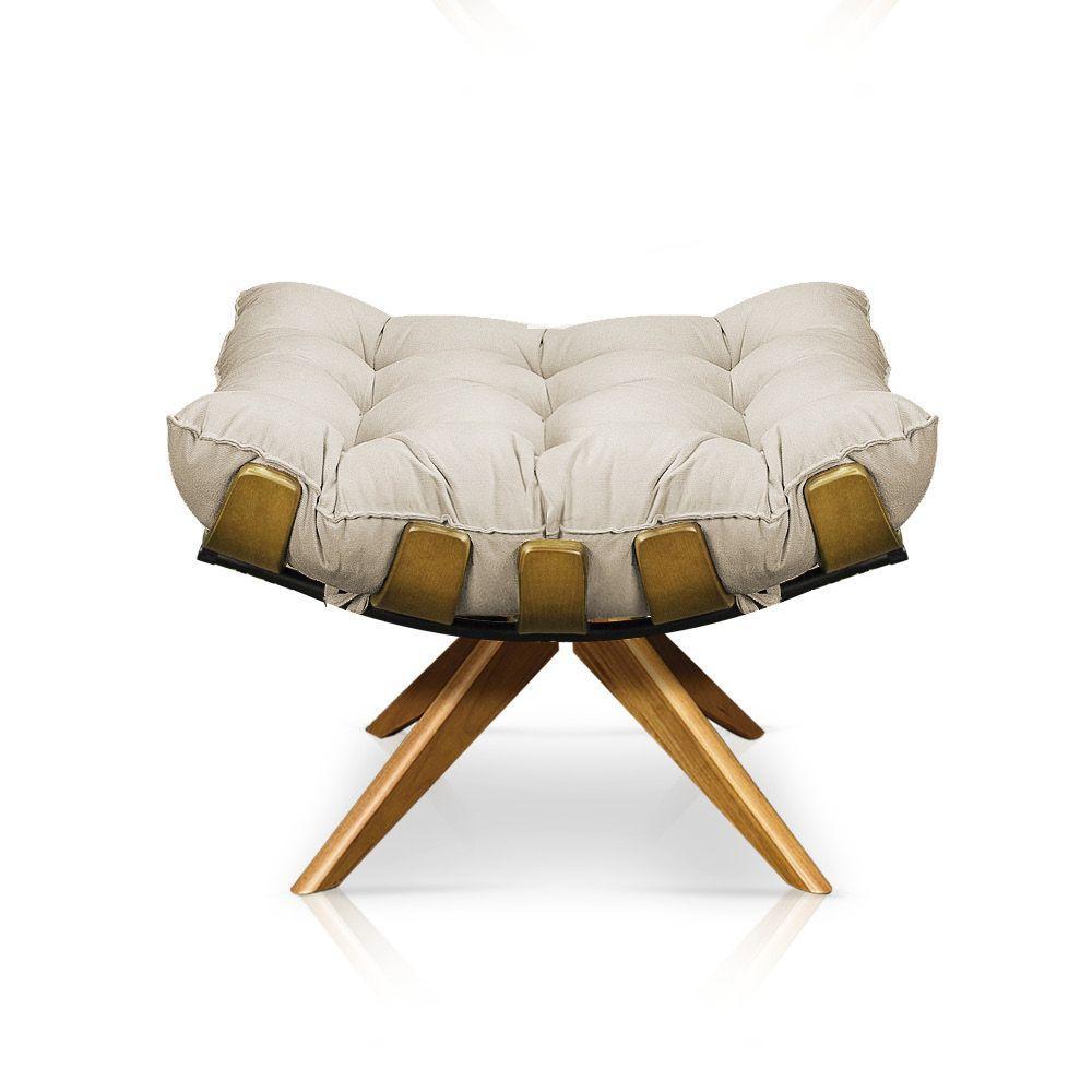 Kit 1 Poltrona e 1 Puff Giratório Costela Suede Drossi Bege - 3