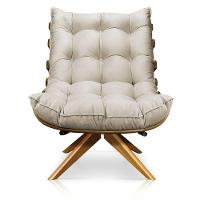 Kit 1 Poltrona e 1 Puff Giratório Costela Suede Drossi Bege - 9