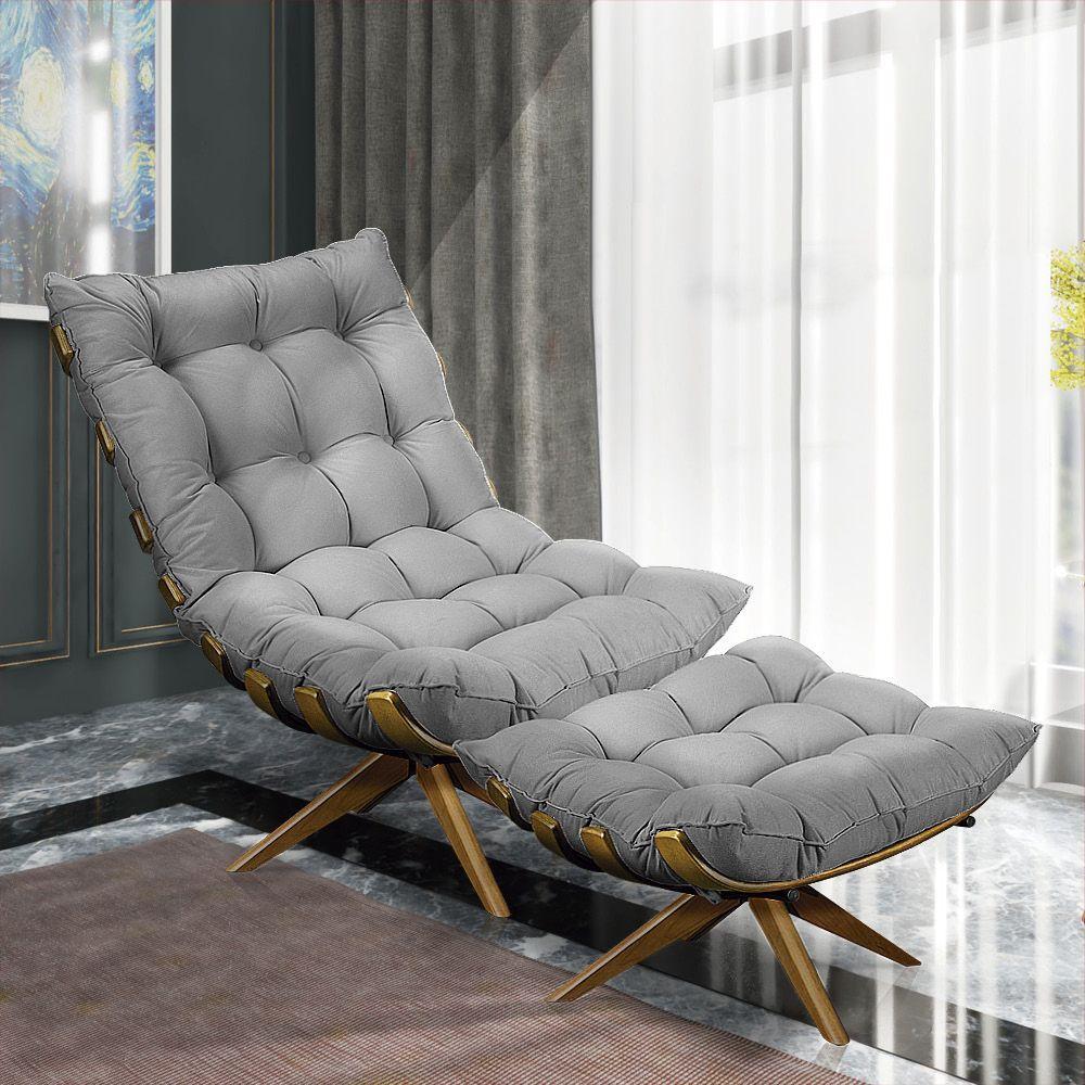 Kit 01 Poltrona e 01 Puff Giratório Costela Base - 2