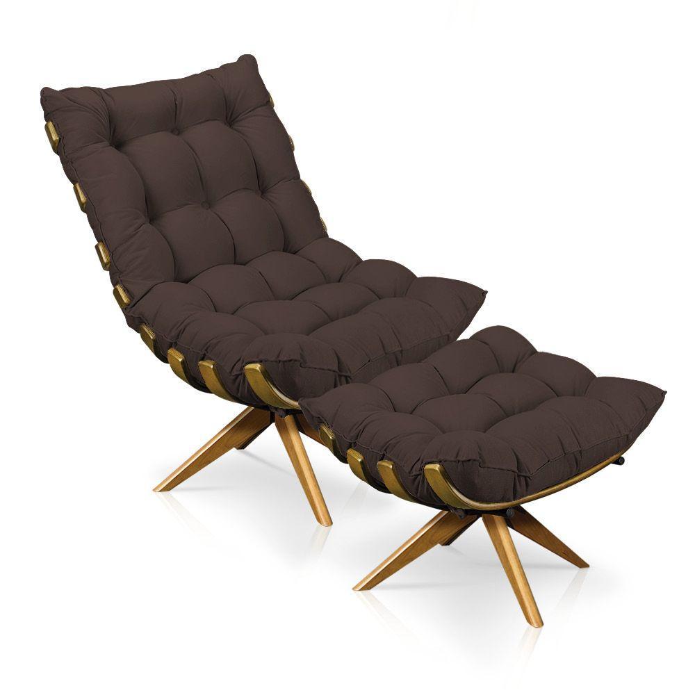 Kit 01 Poltrona e 01 Puff Giratório Costela Base - 1