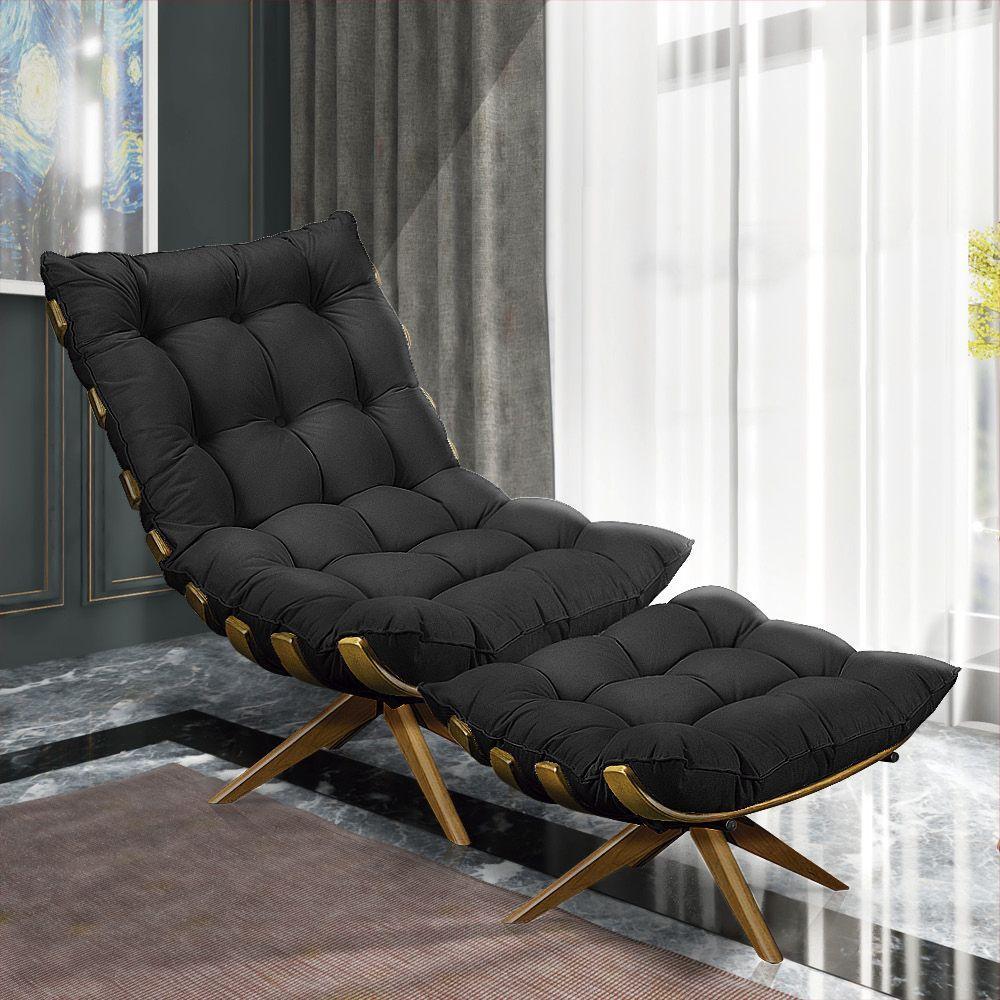 Kit 01 Poltrona e 01 Puff Giratório Costela Base - 2