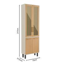 Cristaleira Com 4 Portas 2 Vidro Nogal Bossa Nova Bertolini Dourado/Areia - 2