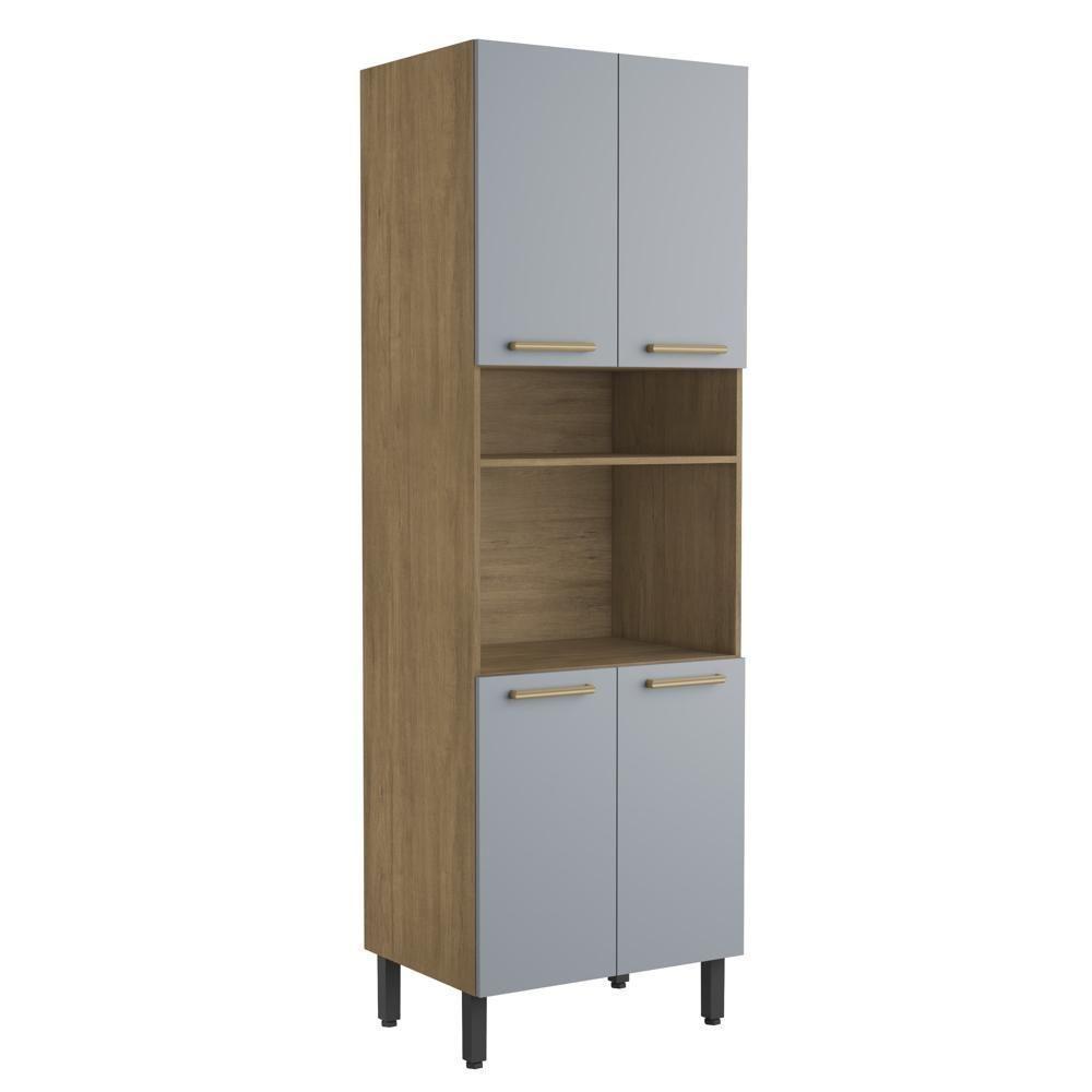 Armário Paneleiro 4 Portas 1 Prateleira Grey Sky Axé Bertolini Cinza/Carvalho - 1