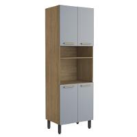 Armário Paneleiro 4 Portas 1 Prateleira Grey Sky Axé Bertolini Cinza/Carvalho - 1