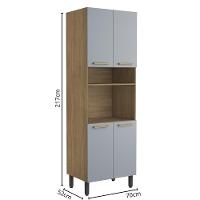 Armário Paneleiro 4 Portas 1 Prateleira Grey Sky Axé Bertolini Cinza/Carvalho - 2