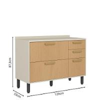 Balcão com Tampo 3 Portas 2 Gavetas Nogal Bossa Nova Bertolini Dourado/Areia - 2