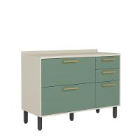 Balcão com Tampo 3 Portas 2 Gavetas Bossa Nova Bertolini Verde/Areia - 1