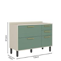 Balcão com Tampo 3 Portas 2 Gavetas Bossa Nova Bertolini Verde/Areia - 2