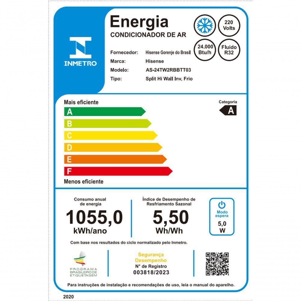 Ar Condicionado Split Hi Wall Hisense Connect Inverter 24.000 Btus Frio 220V R-32 - 8