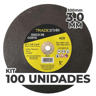 Kit C- 100 Disco De Corte Metal 12 300x3,0 Mm Furo 19,05 Mm