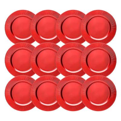 Jogo 12 Sousplat Redondo Primer Plástico Vermelho 33cm Lyor