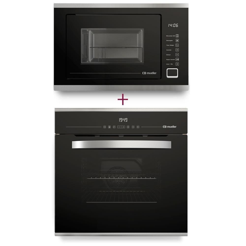 Kit Cozinha Mueller Micro-ondas + Forno de Embutir 68 Litros Preto 220V - 1