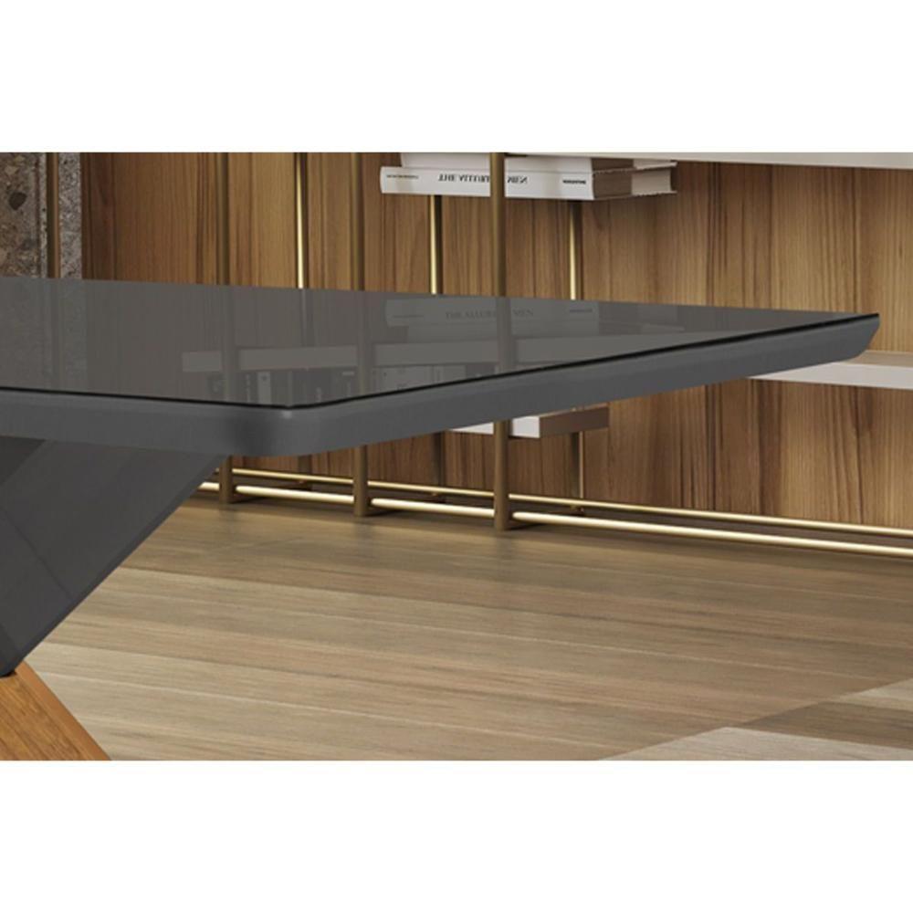 Sala De Jantar Completa Imperatriz Tampo Madeirado C- Vidro Reto 180x90 E 6 Cadeiras Imperatriz Imbuia - Veludo Creme - Rufato - 6