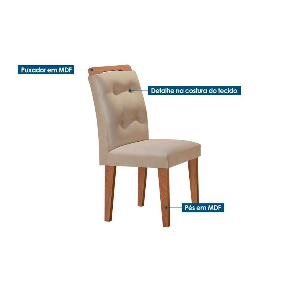 Sala De Jantar Completa Luna C- Tampo Vidro Canto Curvo 180x90cm E 6 Cadeiras Imperatriz Imbuia-off White - Suede Creme - Rufato - 3