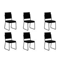 Cadeira Sala De Jantar 1736 Kit 6 Uni Preto- Courano Preto - Carraro - 1