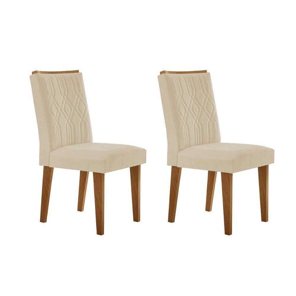 Cadeira Sala De Jantar Alegra Kit 2 Un Madeira Capuccino-suede Creme - Rufato - 1