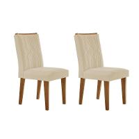 Cadeira Sala De Jantar Alegra Kit 2 Un Madeira Capuccino-suede Creme - Rufato - 1