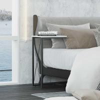 Mesa De Cabeceira Aço Carbono Base Preta X Branco - 1