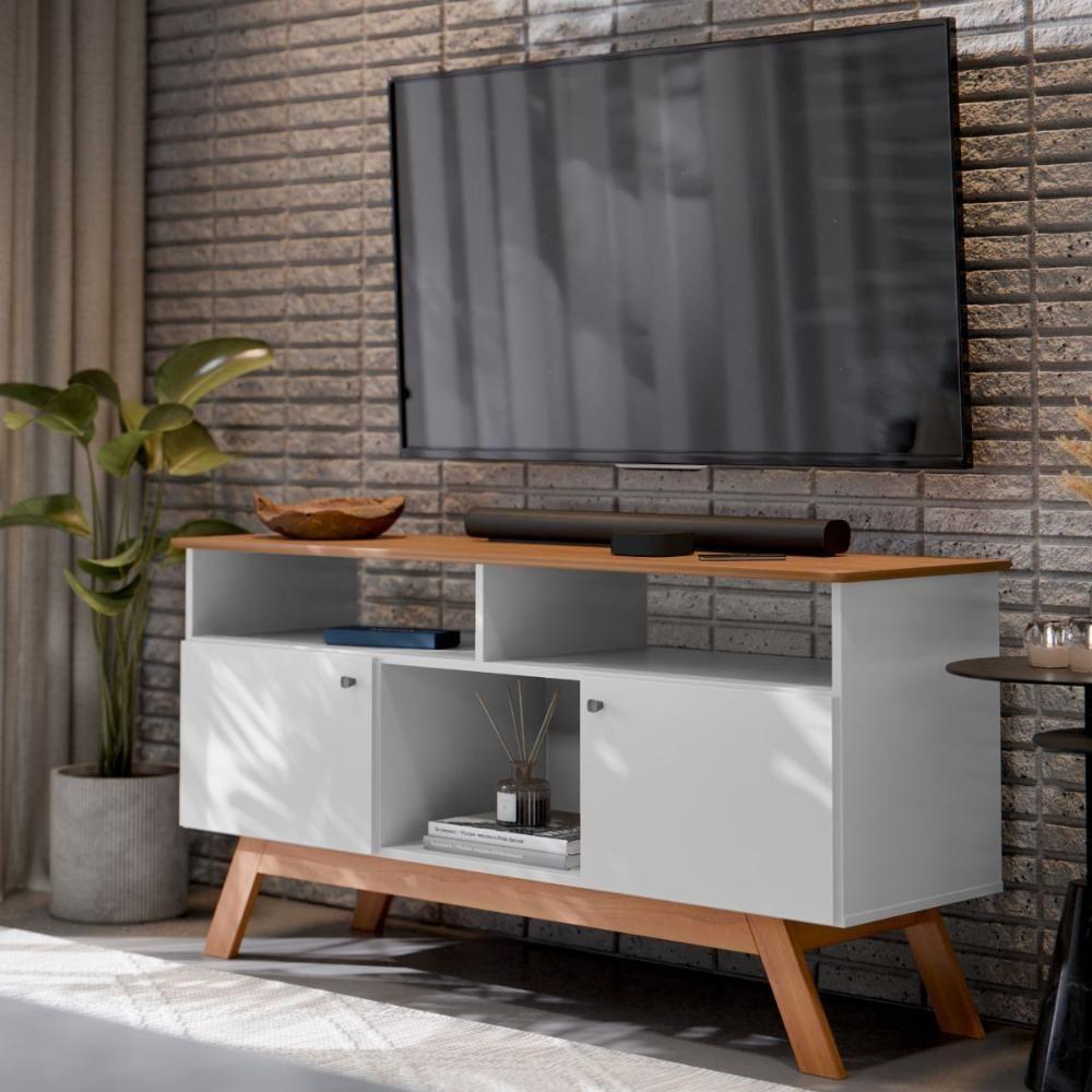 Rack Para Tv Com 3 Nichos Manchester Branco Nature - 1