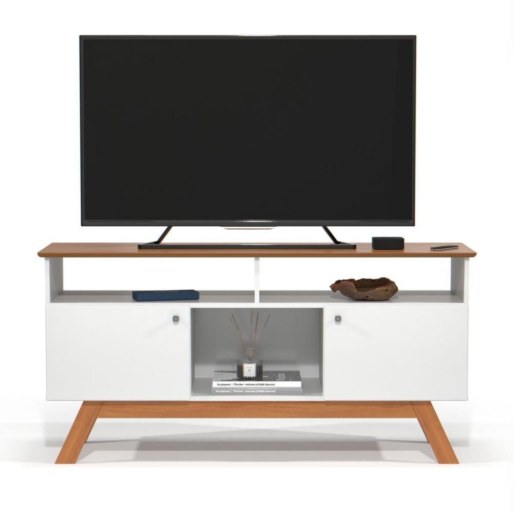 Rack Para Tv Com 3 Nichos Manchester Branco Nature - 2