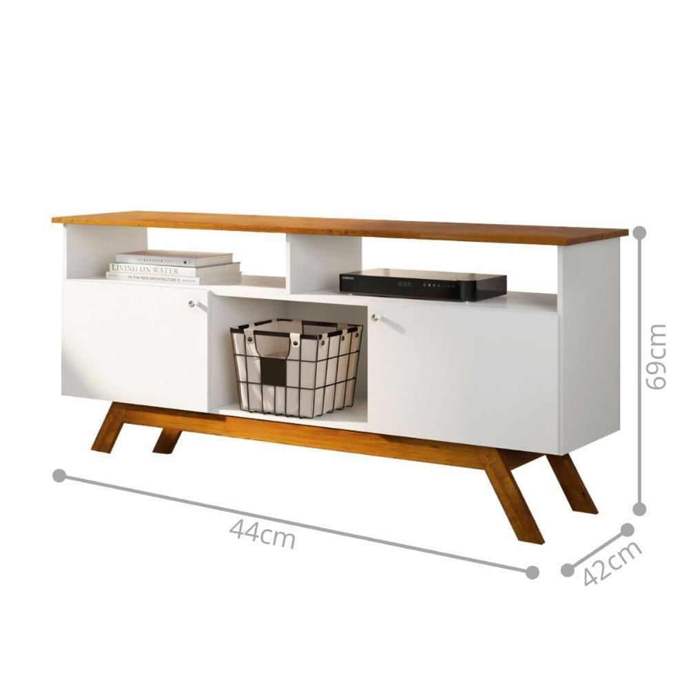 Rack Para Tv Com 3 Nichos Manchester Branco Nature - 4