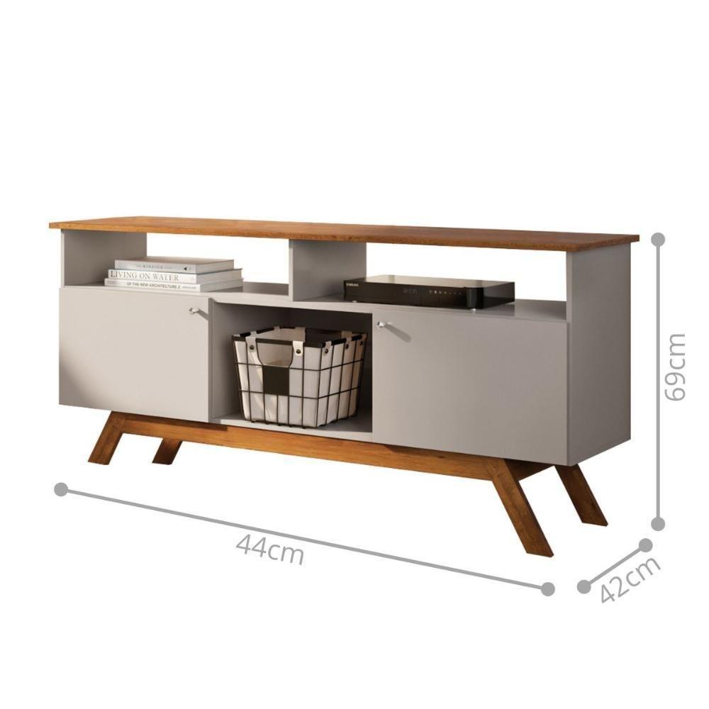 Rack Para Tv Com 3 Nichos Manchester Off White Nature - 4