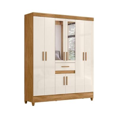 Guarda Roupa Solteiro Roupeiro Streep 8 Portas 1 Gaveta Freijo Off White Naturale Branco