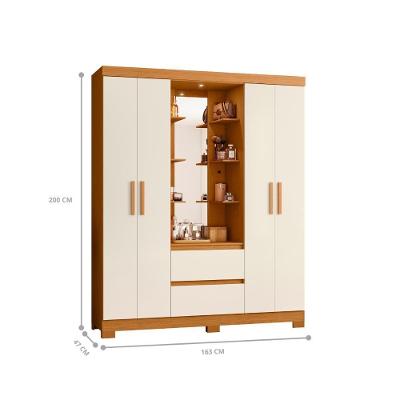 Guarda Roupa Casal Mercurio 4 Portas 2 Gavetas Cinamomo-Off White MDP