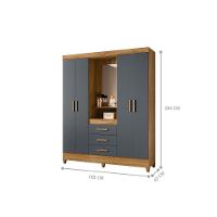 Roupeiro 4 Portas Com Espelho Riade Freijo Cinza - 3