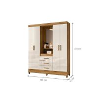 Roupeiro 4 Portas Com Espelho Riade Freijo Off White - 3