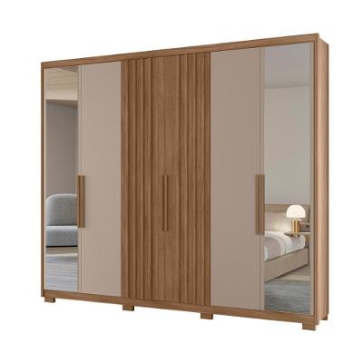 Guarda Roupa Casal Roma 3 Portas com Espelho 4 Gavetas Carvalho Fendi MDP