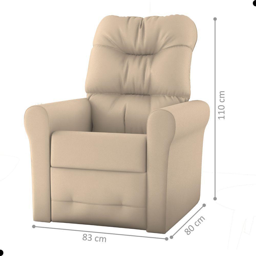 Poltrona Para Descanso Reclinável Lima Corino Bege - 2