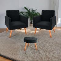 Conjunto Poltronas E Puff Iara Veludo Preto - 1