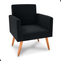 Conjunto Poltronas E Puff Iara Veludo Preto